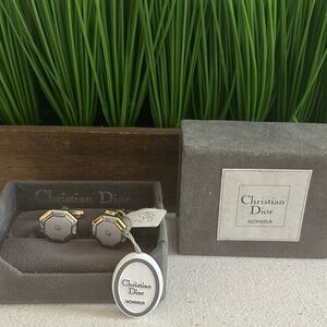 Dior Cufflinks Octagonal Form Silver & Gold Hardware Authentic from Germany
